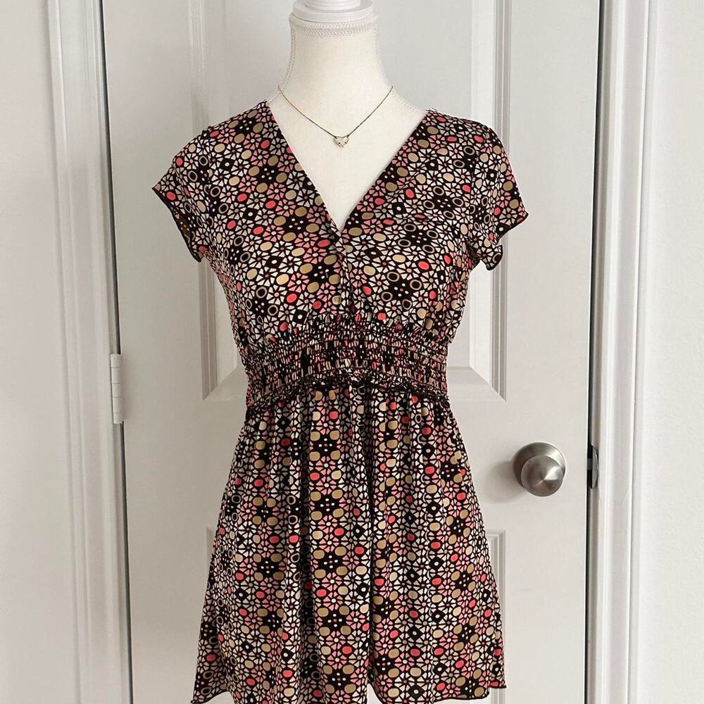 Copper Key Size Large Y2K V Beck Waist Cinching Baby Doll Top